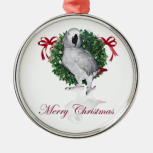 African Grey Parrot Holiday Gifts Metal Tree Decoration