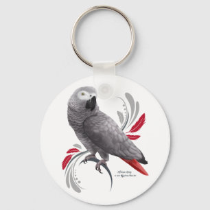 African Grey Parrot Key Ring