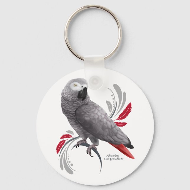 African Grey Parrot Key Ring (Front)