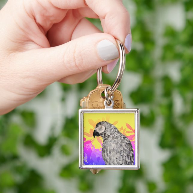 African grey Parrot  Key Ring (Hand)