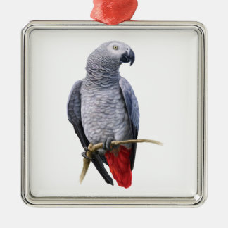 African Grey Parrot Metal Ornament