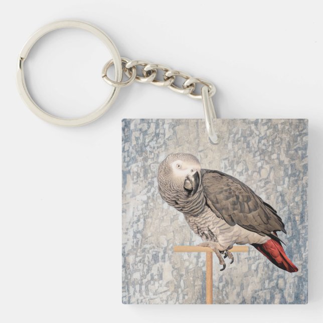 African Grey Parrot on a key chain (Front)