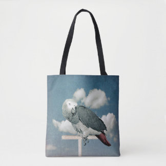 African Grey Parrot on a tote bag