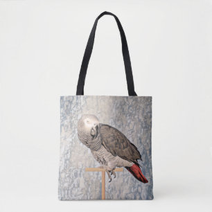 African Grey Parrot on a tote bag
