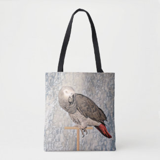 African Grey Parrot on a tote bag