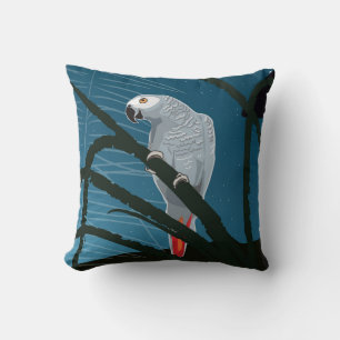 African Grey Parrot on throw pillow
