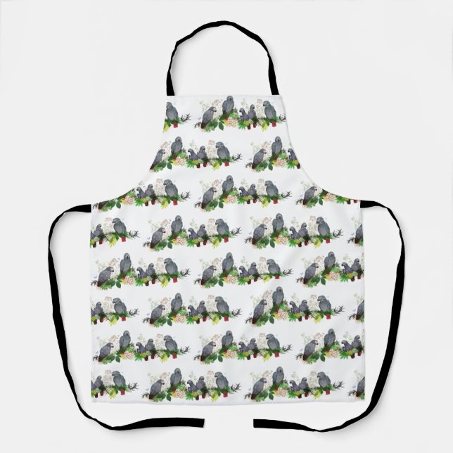 African Grey Parrot Party All Over Print Apron (Front)