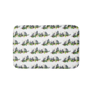 African Grey Parrot Party Bathroom Mat