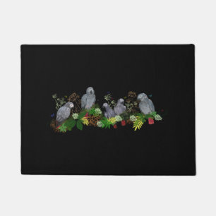 African Grey Parrot Party Door Mat (Black)