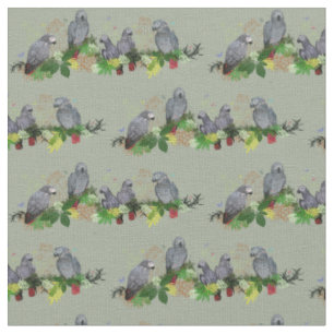 African Grey Parrot Party Fabric (Khaki)