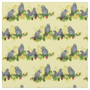 African Grey Parrot Party Fabric (Yellow)