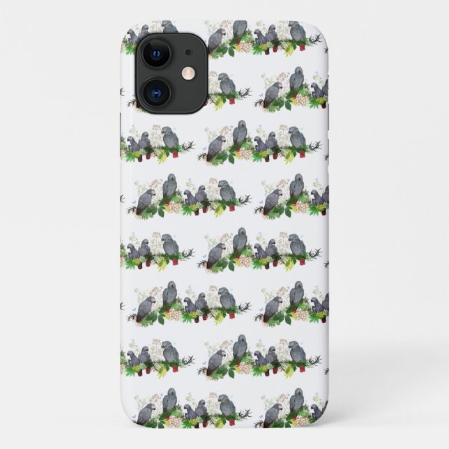 African Grey Parrot Party iPhone 11 Case (Back)