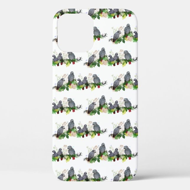 African Grey Parrot Party iPhone 12 Case (Back)