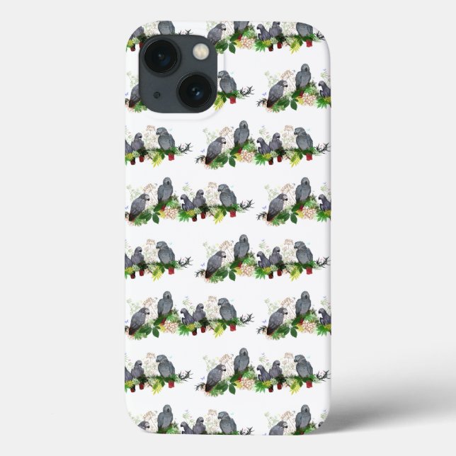 African Grey Parrot Party iPhone 13 Case (Back)