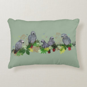 African Grey Parrot Party Pillow (Light Green)