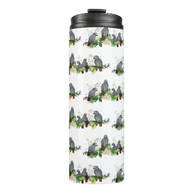 African Grey Parrot Party Thermal Tumbler (Front)