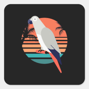 African Grey Parrot Retro Vintage Square Sticker