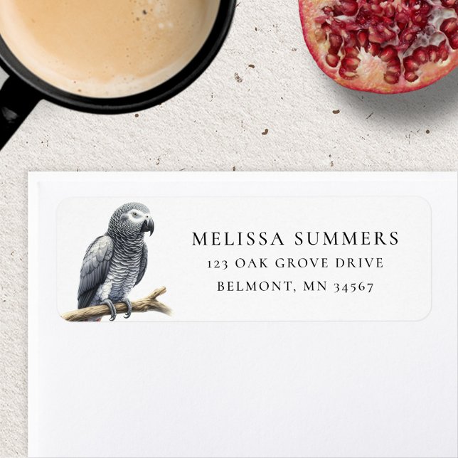 African Grey Parrot Return Address Label (Creator Uploaded)