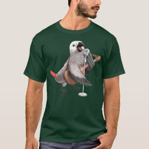 African Grey Parrot Singing Guitar Player Musician T-Shirt