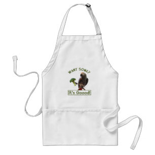 African Grey Parrot With Broccoli Standard Apron