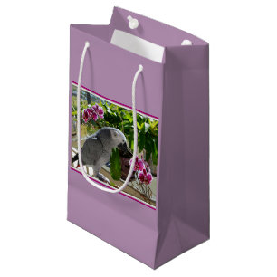African Grey Parrot with Orchids Small Gift Bag