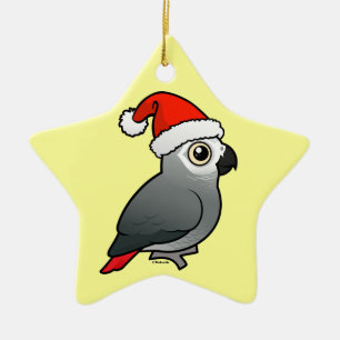 African Grey Santa Ceramic Tree Decoration