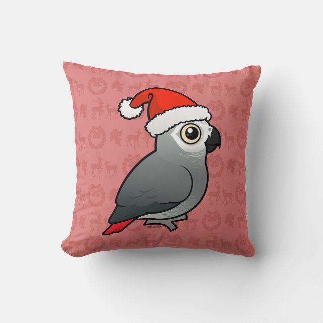 African Grey Santa Cushion (Front)