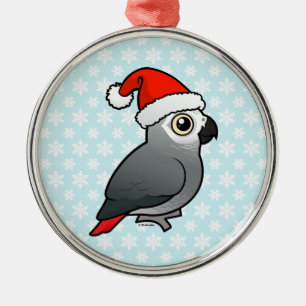 African Grey Santa Metal Tree Decoration