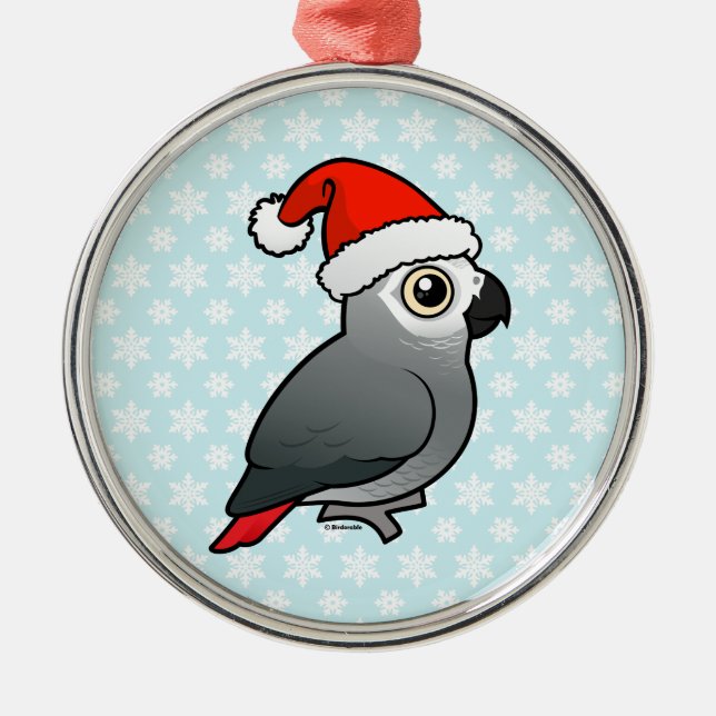 African Grey Santa Metal Tree Decoration (Front)