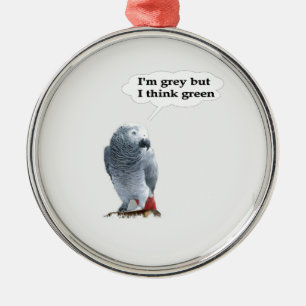 African Grey Thinks Green Metal Tree Decoration