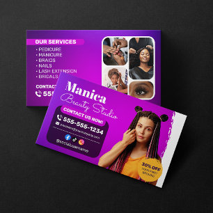 African Hair Braids Beauty Salon Nail Makeup Business Card