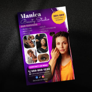 African Hair Braids Beauty Salon Nail Makeup Flyer
