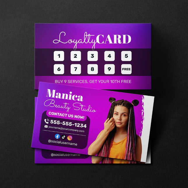 African Hair Braids Beauty Salon Nail Makeup Loyalty Card (Creator Uploaded)