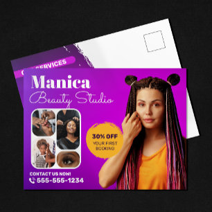 African Hair Braids Beauty Salon Nail Makeup Postcard