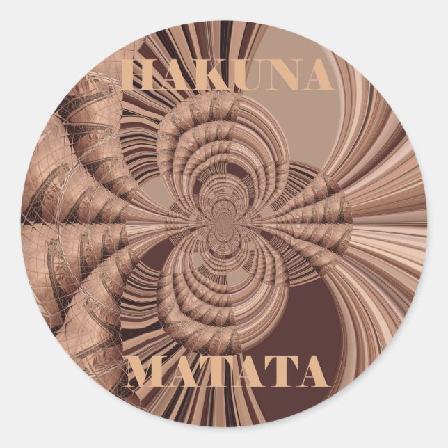 African Hakuna Matata Fractal Art Print/Graphic Classic Round Sticker (Front)