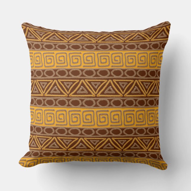 african hand-drawn ethnic pattern cushion (Front)