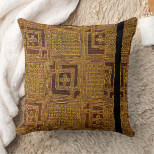 African Heritage • Beige & Brown Kuba Cloth  Cushion