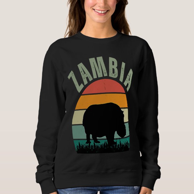 African Hippos in Zambia, Hippopotamus Safari Sweatshirt (Front)