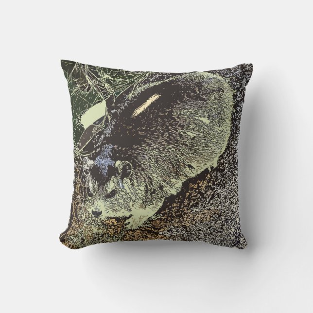 African Hyrax relaxing on rock Cushion (Front)