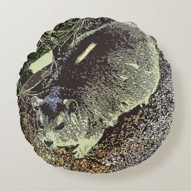 African Hyrax relaxing on rock Round Cushion (Front)