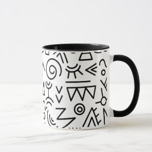 African indian Cool Tribal pattern Black and white Mug
