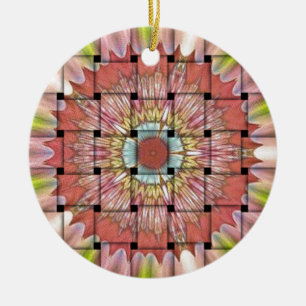 African-Inspired Art Print– Geometric Woven Design Ceramic Ornament