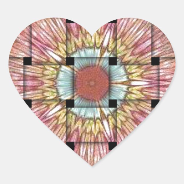 African-Inspired Art Print– Geometric Woven Design Heart Sticker (Front)