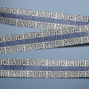 African Inspired Cool Earth Tones Kuba Cloth Grosgrain Ribbon