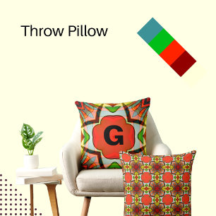 African-inspired design in green, red and yellow cushion