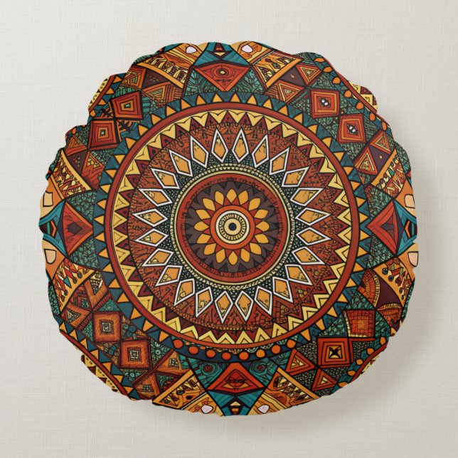 African-Inspired Geometric Throw Pillow Cover (Front)