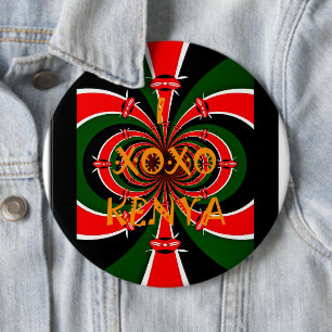 African-Inspired Kenya Flag Abstract Art 6 Cm Round Badge