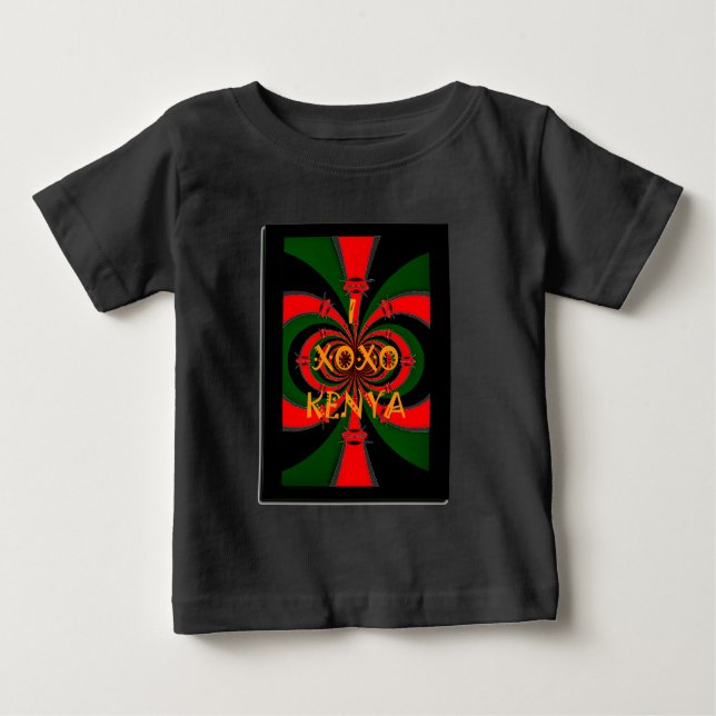 African-Inspired Kenya Flag Abstract Art Baby T-Shirt (Front)