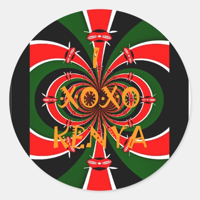 African-Inspired Kenya Flag Abstract Art Classic Round Sticker (Front)