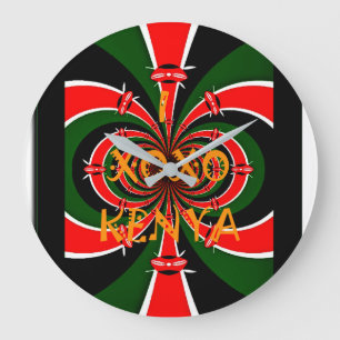 African-Inspired Kenya Flag Abstract Art Large Clock
